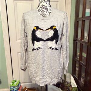 Lane Bryant Gray Sweater with Penguin Design